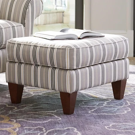 Transitional Ottoman with Tapered Wood Legs